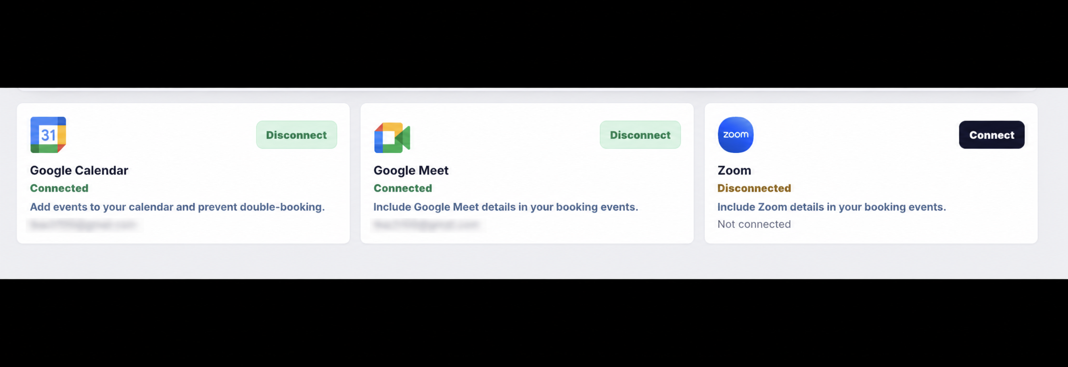 UNITIX Soft CRM Google Calendar and Google Meet connected integration cards